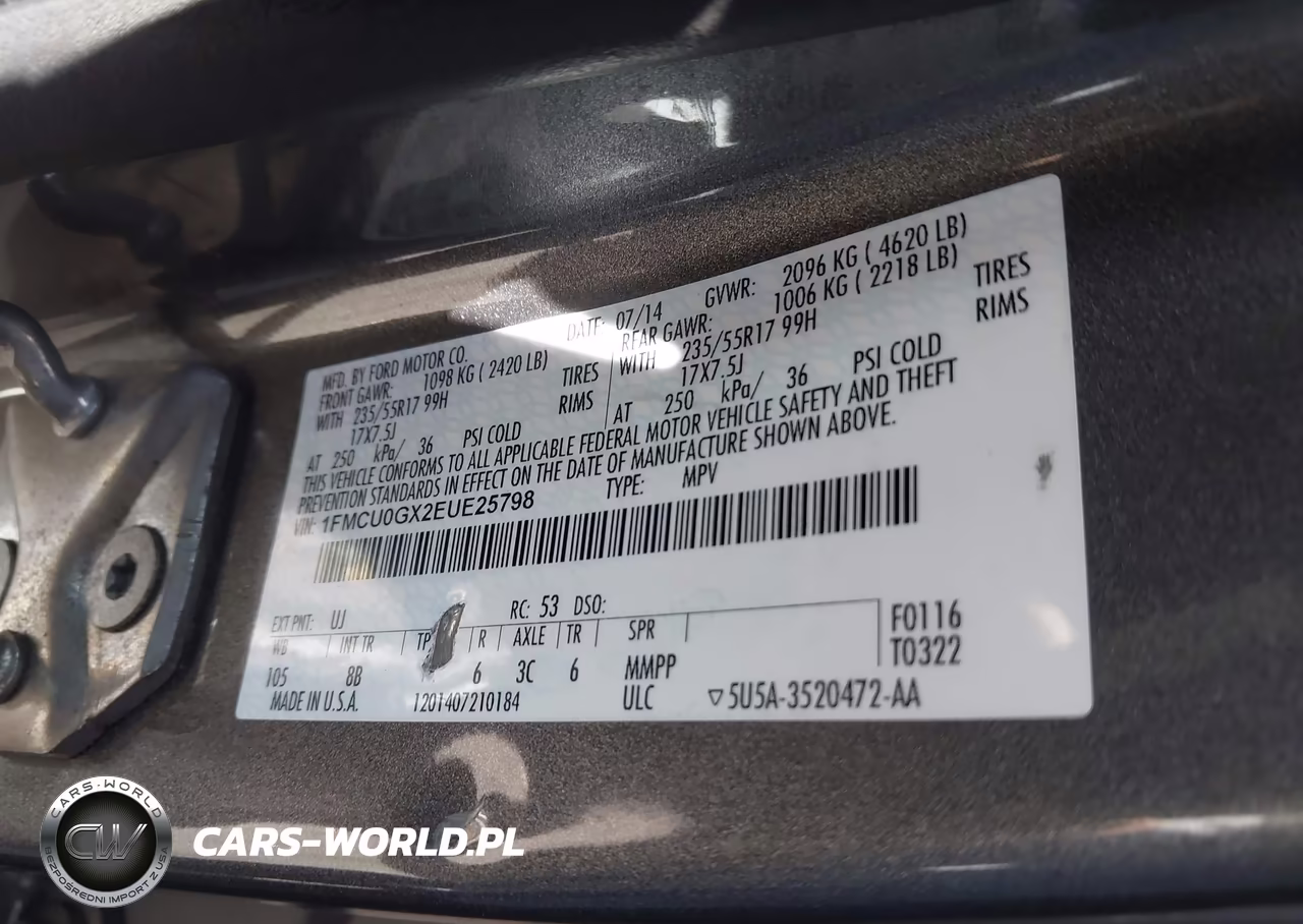 2014 Ford Escape Se VIN:1FMCU0GX2EUE25798 - 9