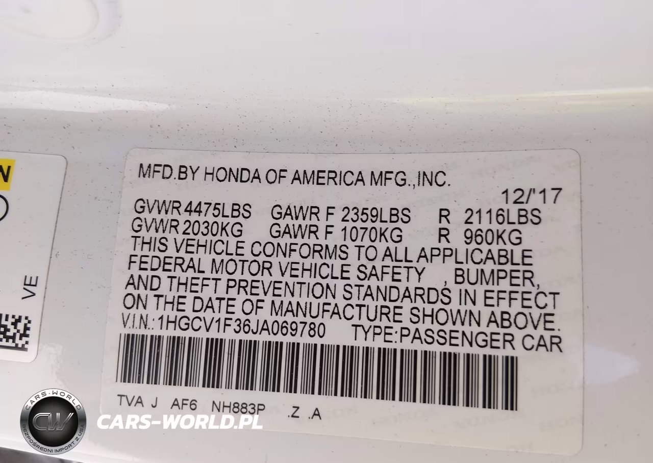 2018 Honda Accord Sport VIN:1HGCV1F36JA069780 - 9