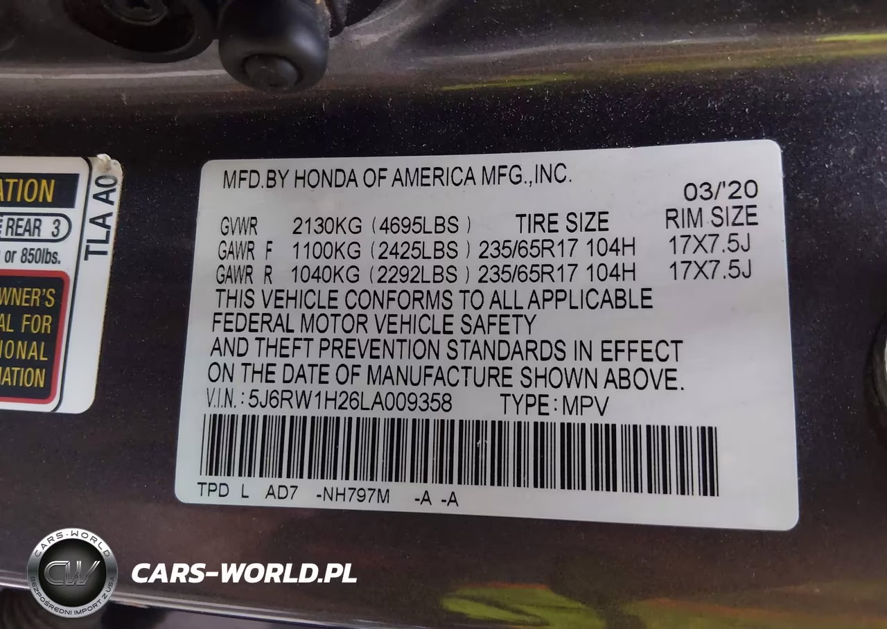 2020 Honda Cr-V 2Wd Lx VIN:5J6RW1H26LA009358 - 9