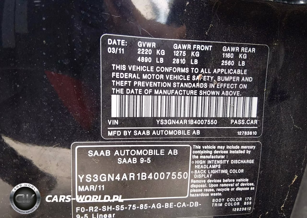 2011 Saab 9-5 Turbo4-Turbo4 Premium VIN:YS3GN4AR1B4007550 - 9