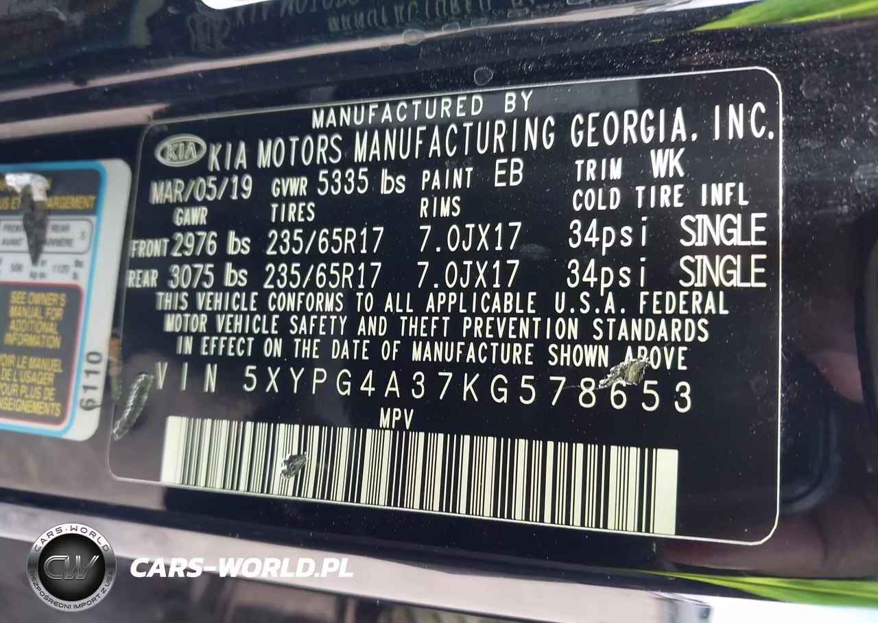 2019 Kia Sorento 2.4L L VIN:5XYPG4A37KG578653 - 9
