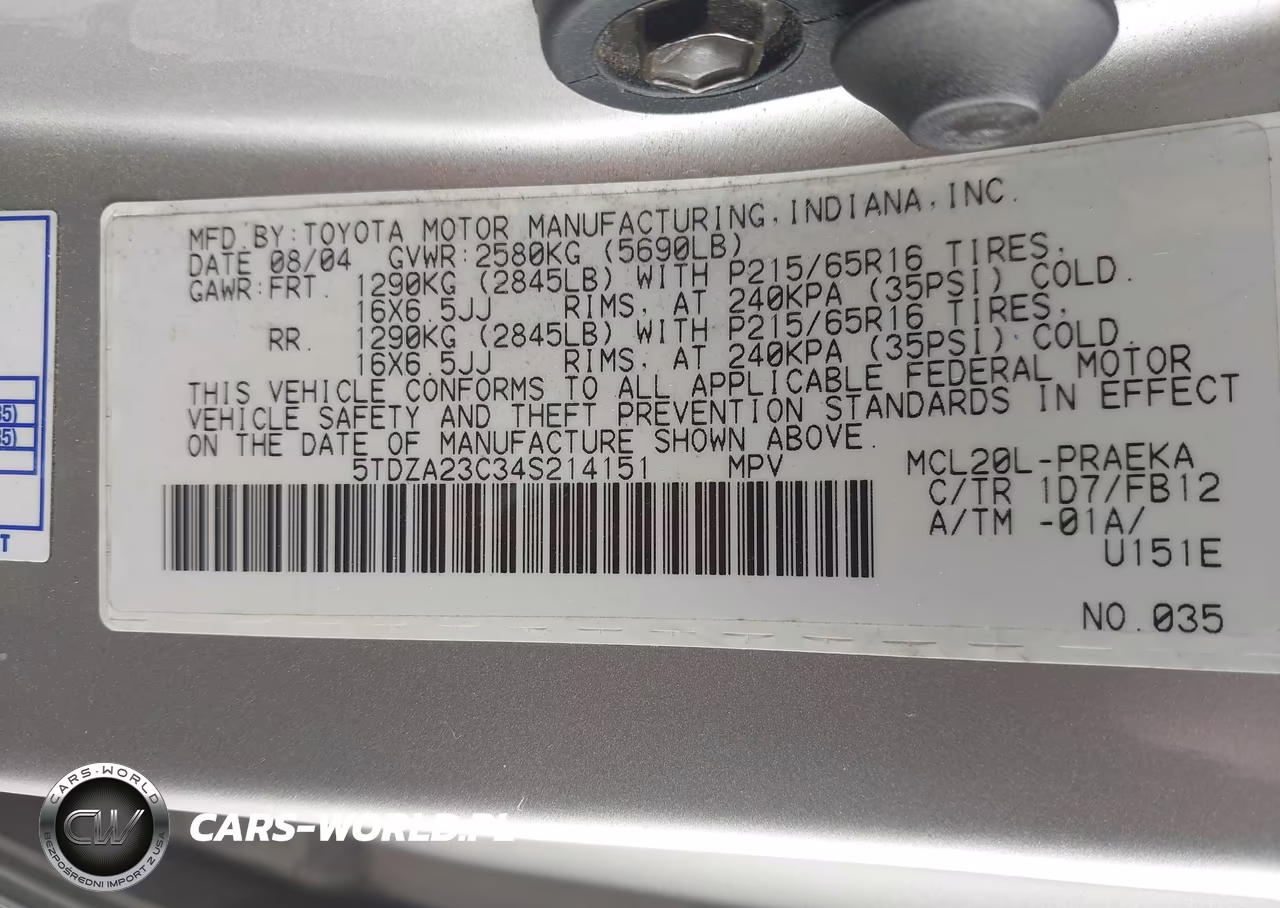 2004 Toyota Sienna Le VIN:5TDZA23C34S214151 - 9