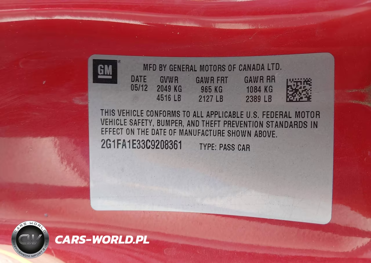 2012 Chevrolet Camaro 2Ls VIN:2G1FA1E33C9208361 - 9