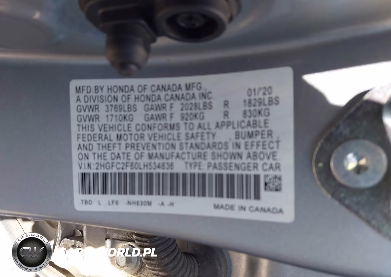 2020 Honda Civic Lx VIN:2HGFC2F60LH534836 - 9