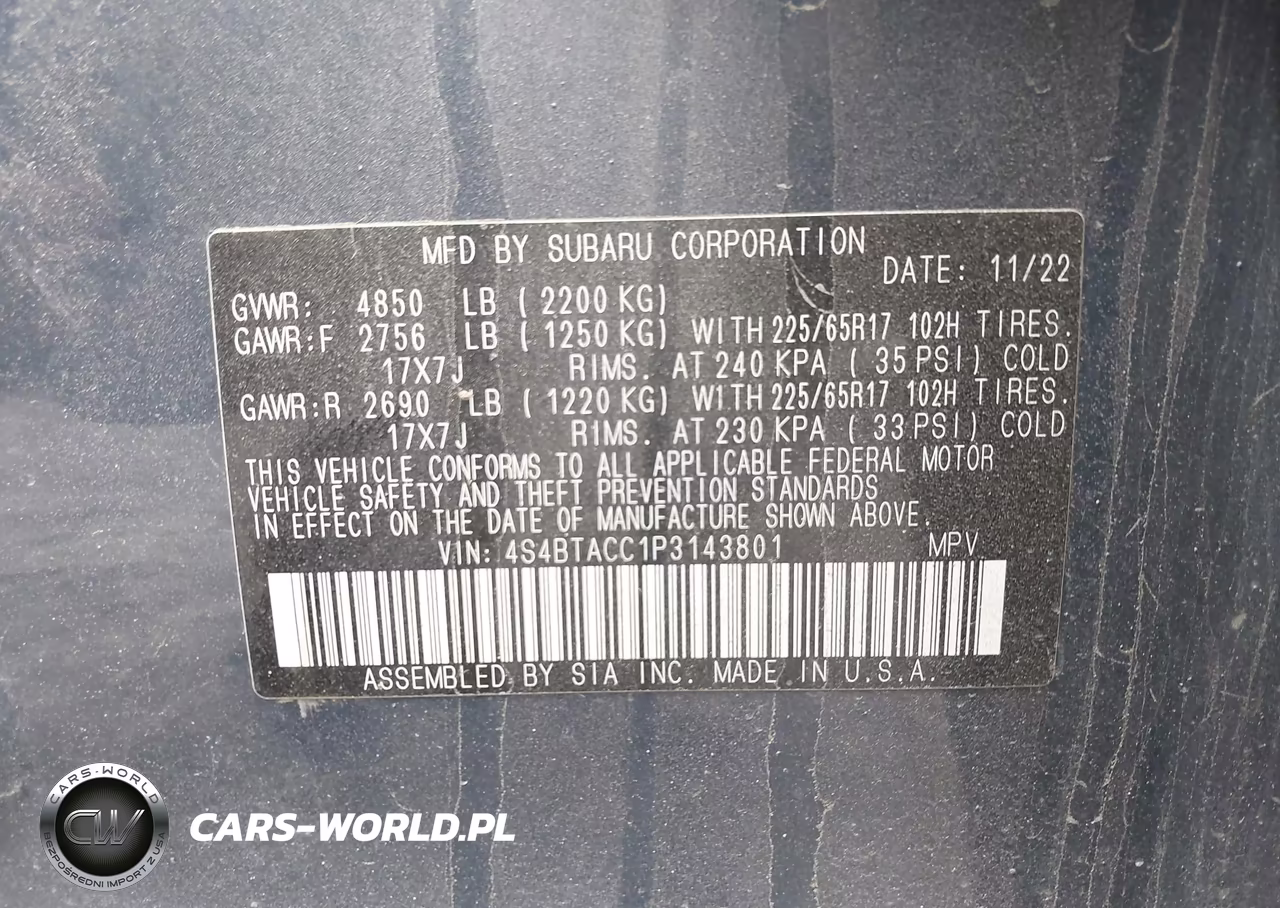 2023 Subaru Outback Premium VIN:4S4BTACC1P3143801 - 9