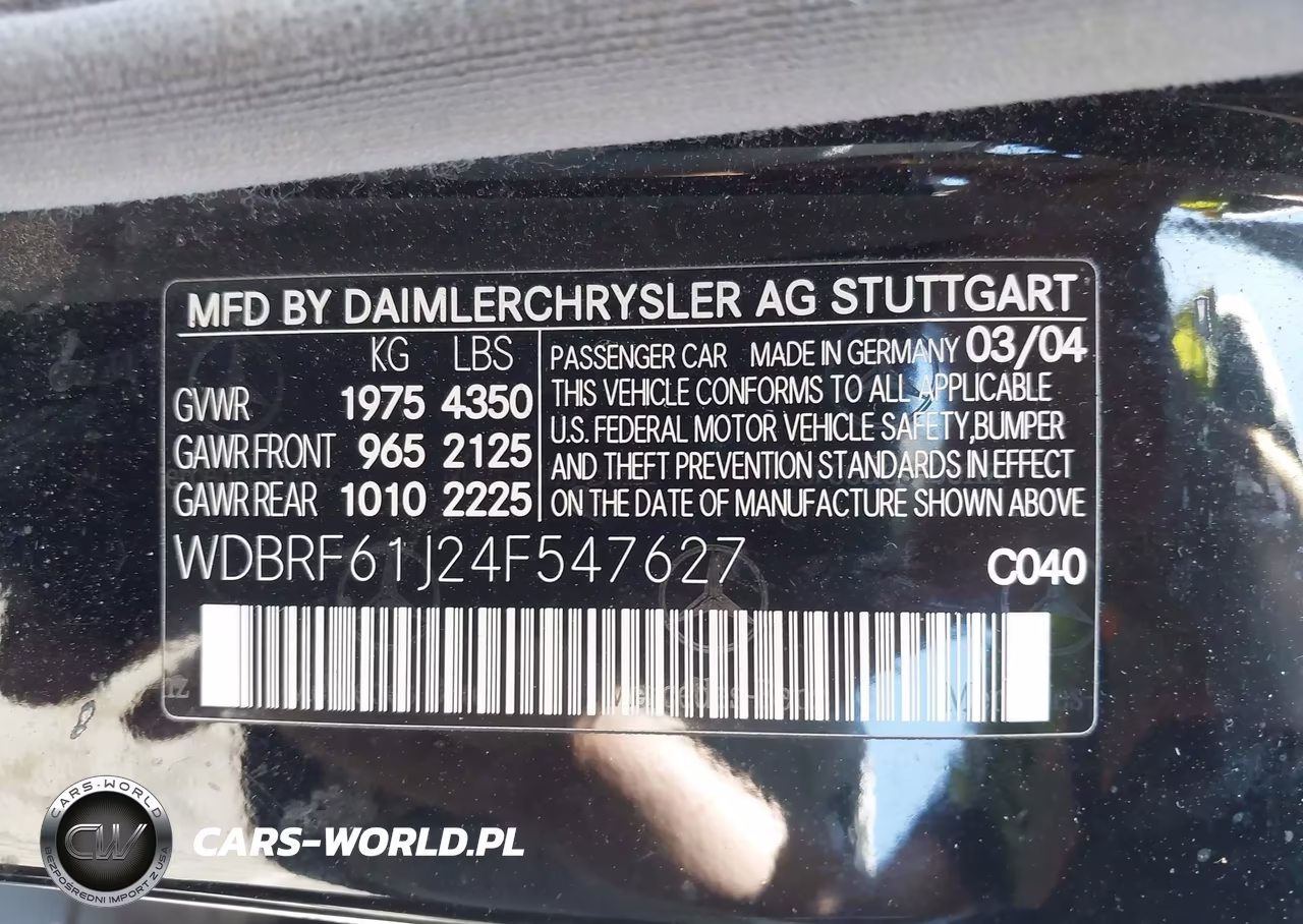 2004 Mercedes-Benz C 240 VIN:WDBRF61J24F547627 - 9