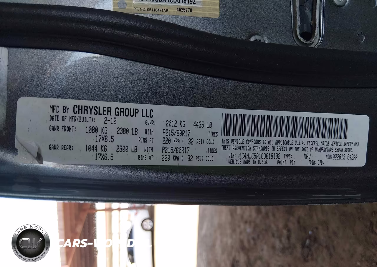 2012 Jeep Compass Sport VIN:1C4NJCBA1CD618192 - 9