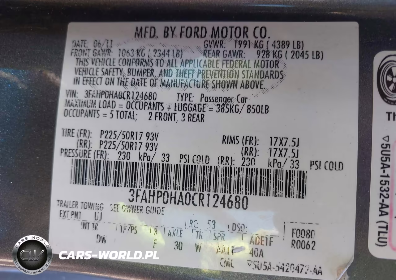2012 Ford Fusion Se VIN:3FAHP0HA0CR124680 - 9