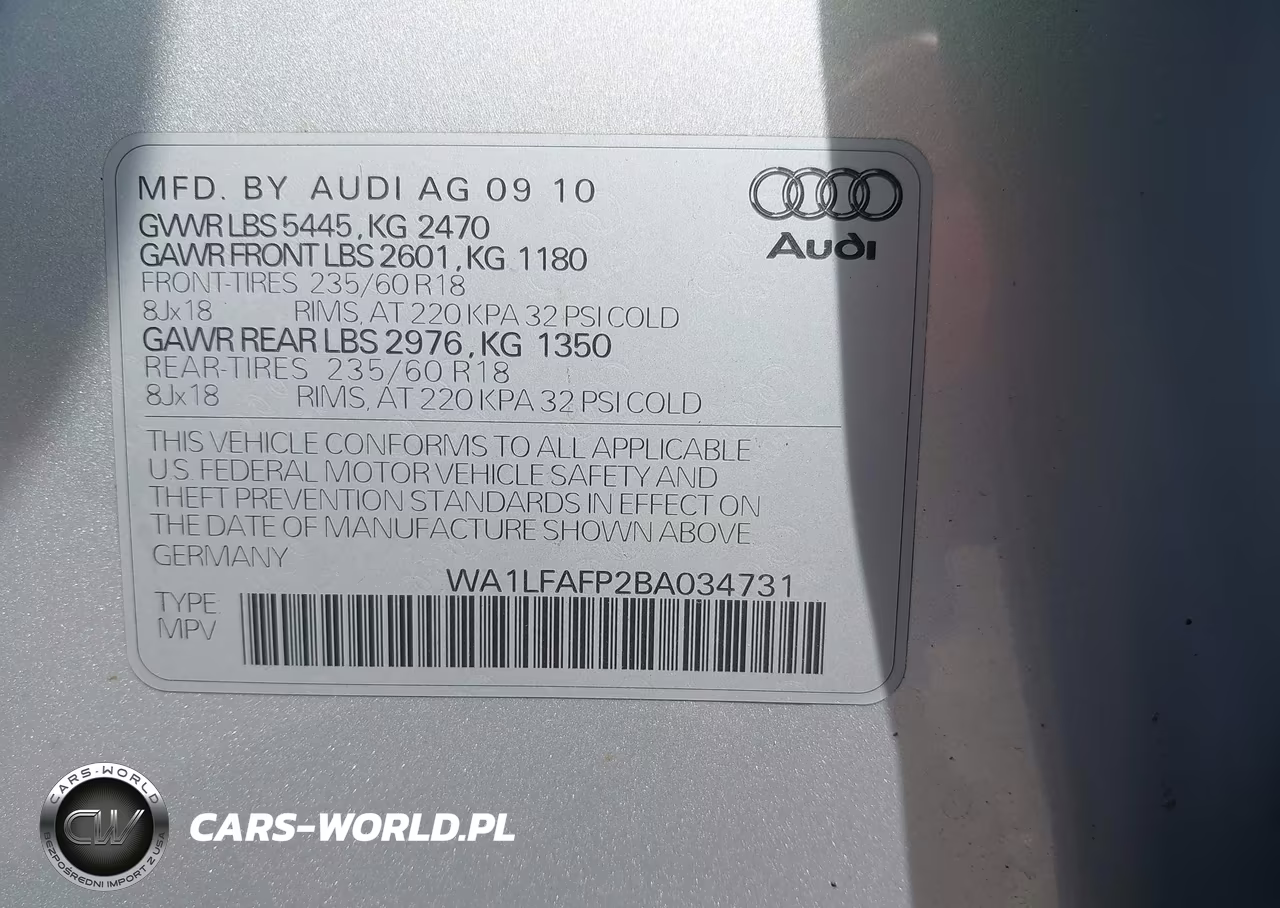 2011 Audi Q5 2.0T Premium VIN:WA1LFAFP2BA034731 - 9