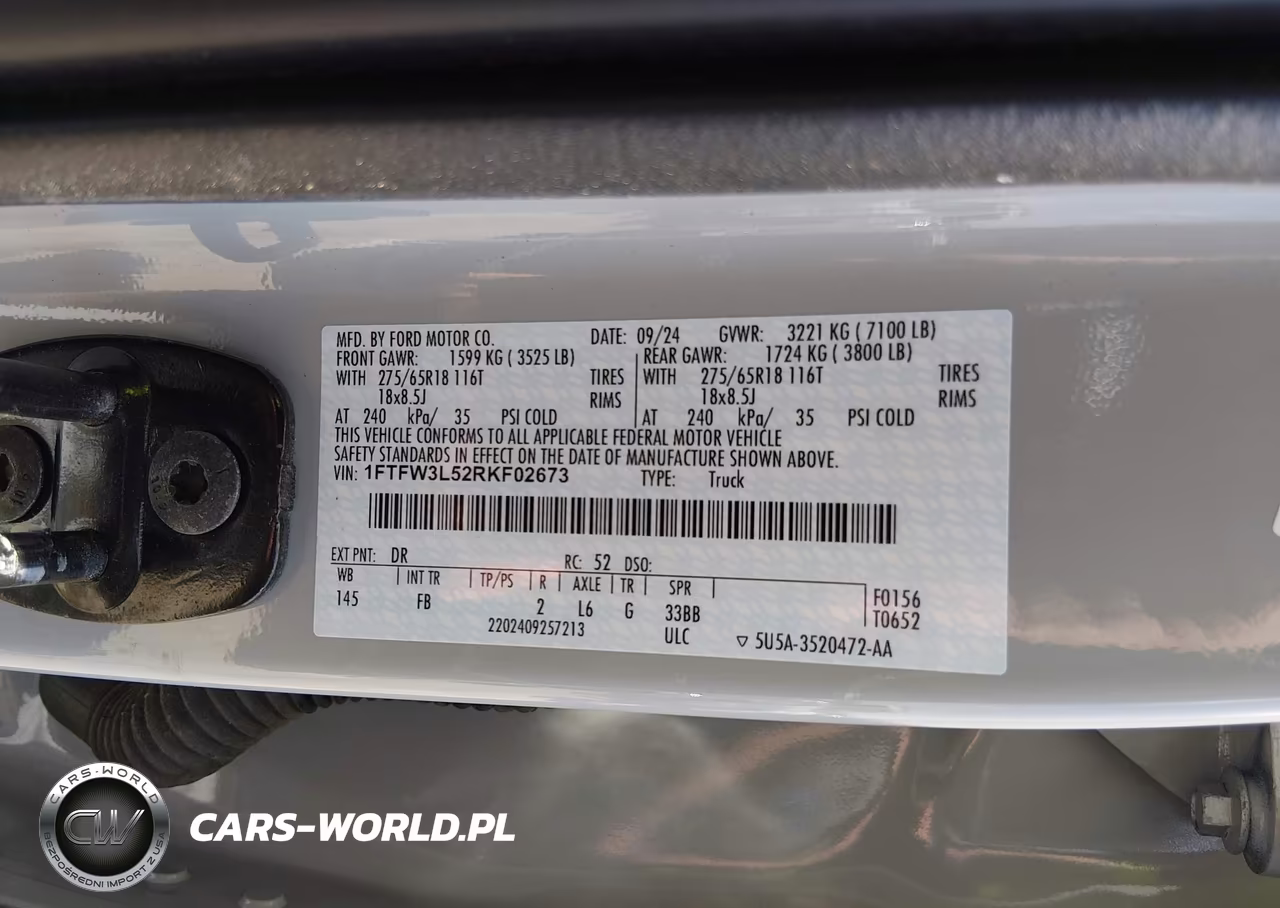 2024 Ford F-150 Xlt VIN:1FTFW3L52RKF02673 - 9