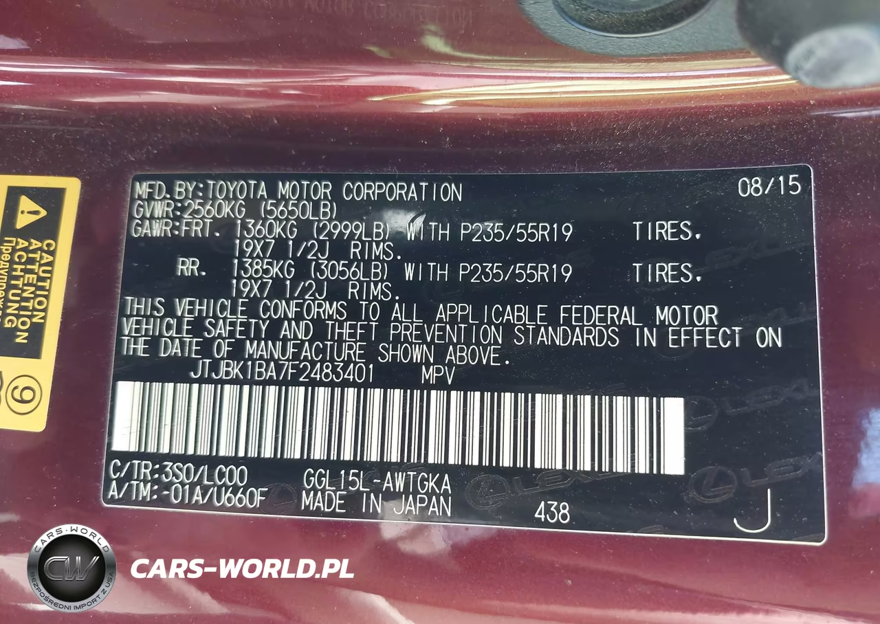 2015 Lexus Rx 350 VIN:JTJBK1BA7F2483401 - 9