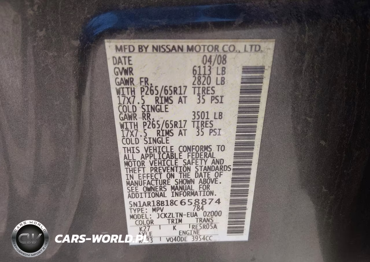 2008 Nissan Pathfinder Se VIN:5N1AR18B18C658874 - 9