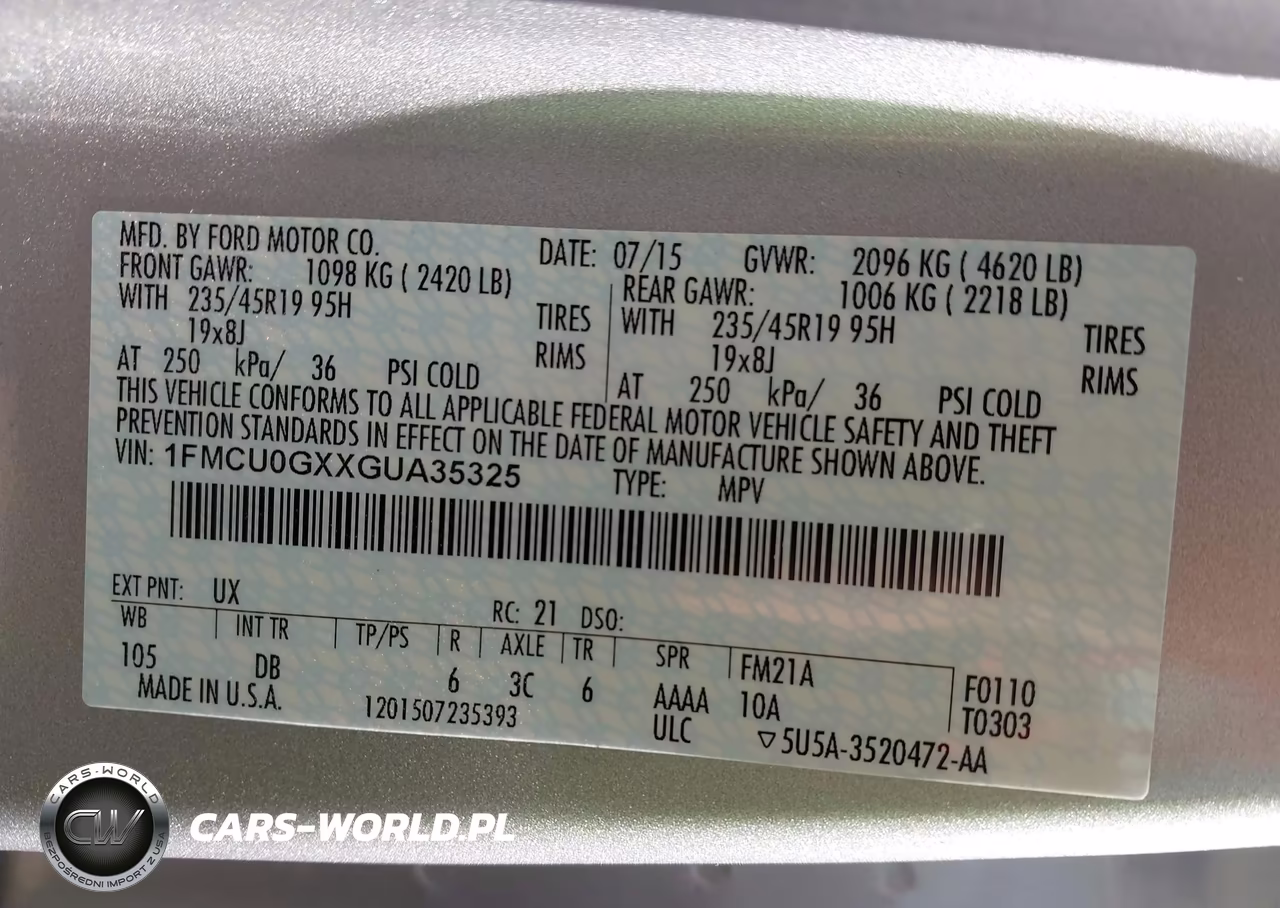 2016 Ford Escape Se VIN:1FMCU0GXXGUA35325 - 9