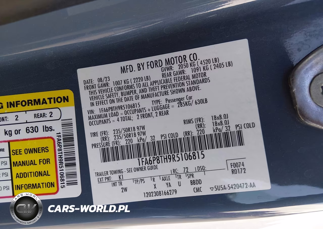 2024 Ford Mustang Ecoboost Fastback VIN:1FA6P8TH9R5106815 - 9