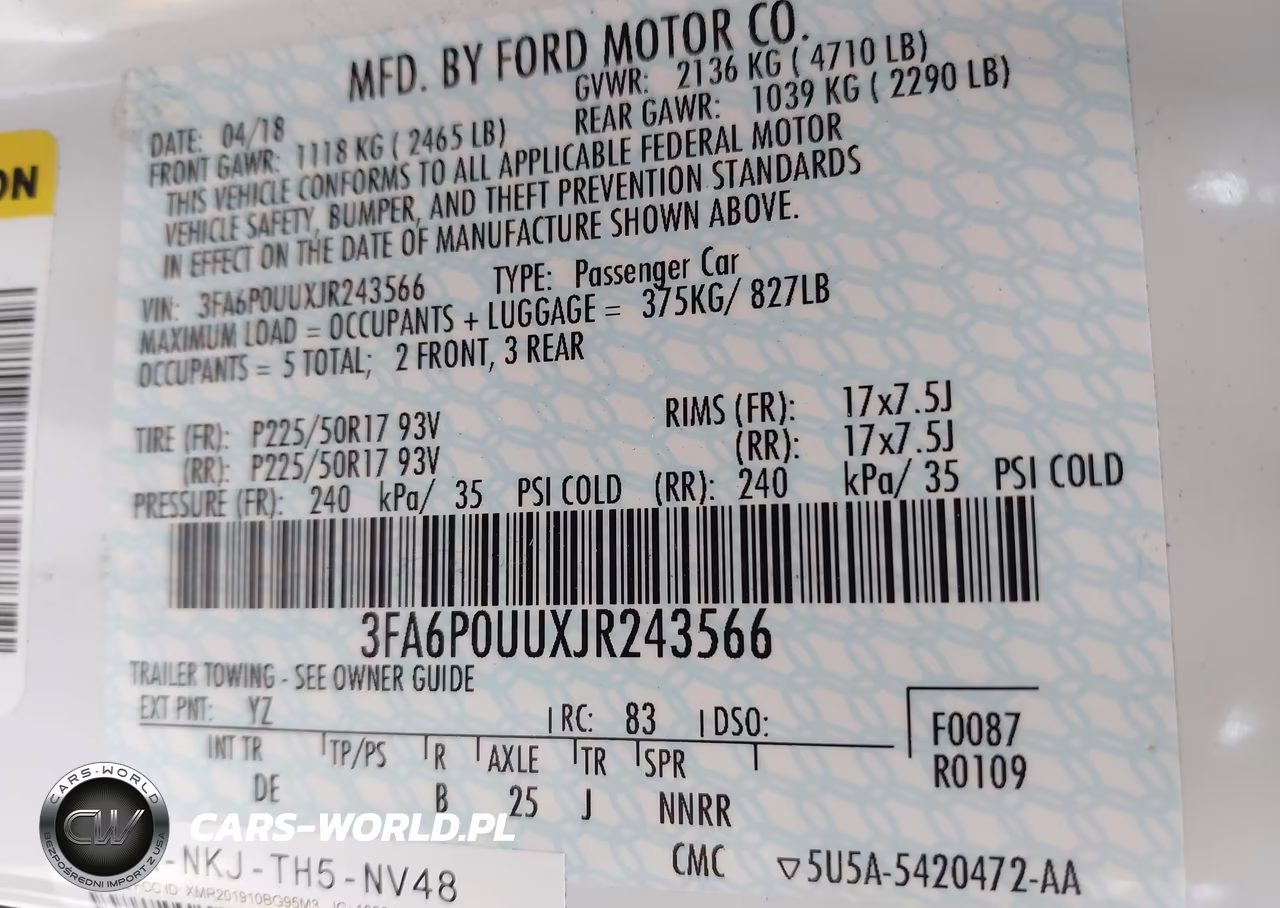 2018 Ford Fusion Hybrid S VIN:3FA6P0UUXJR243566 - 9