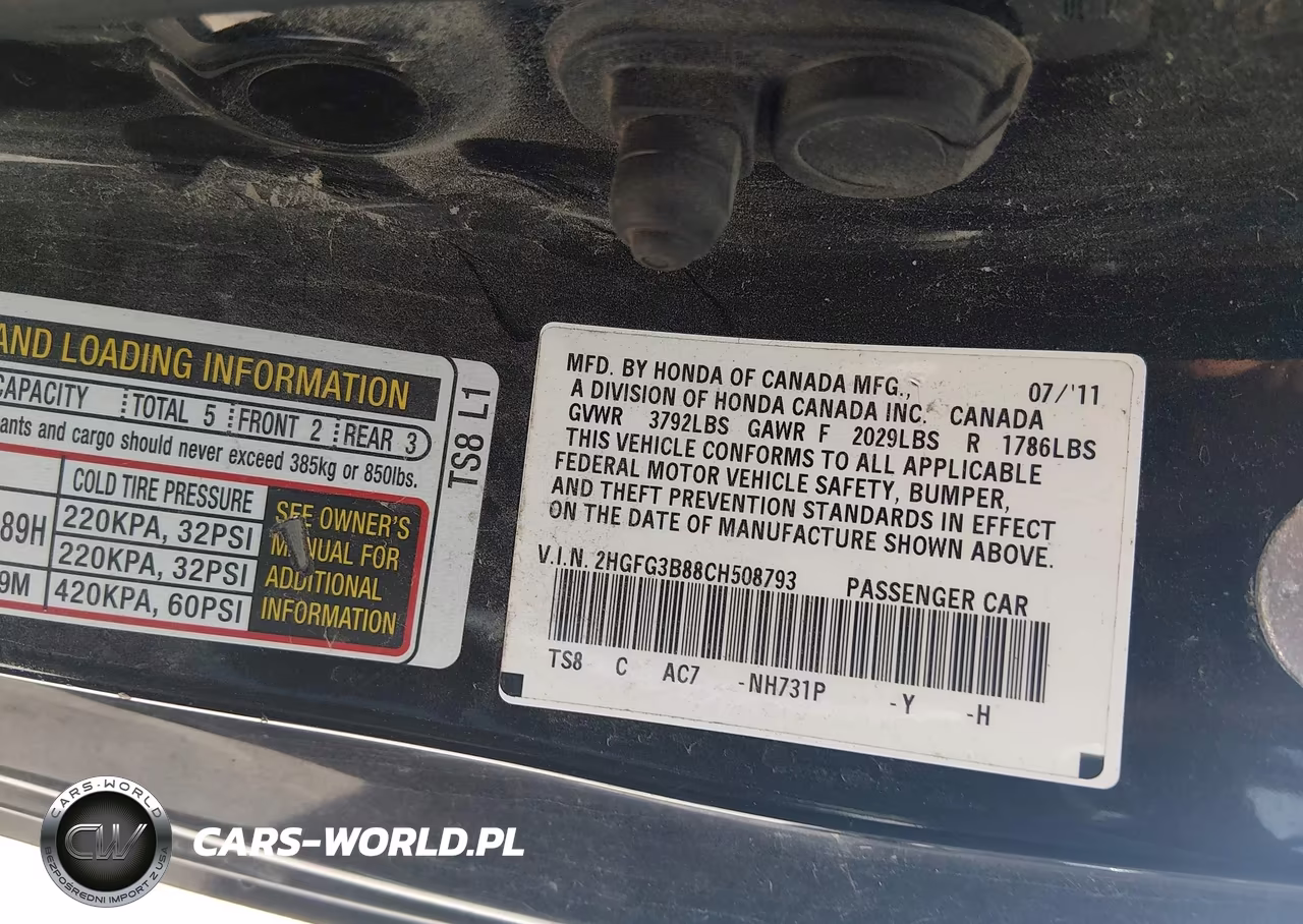 2012 Honda Civic Ex VIN:2HGFG3B88CH508793 - 9