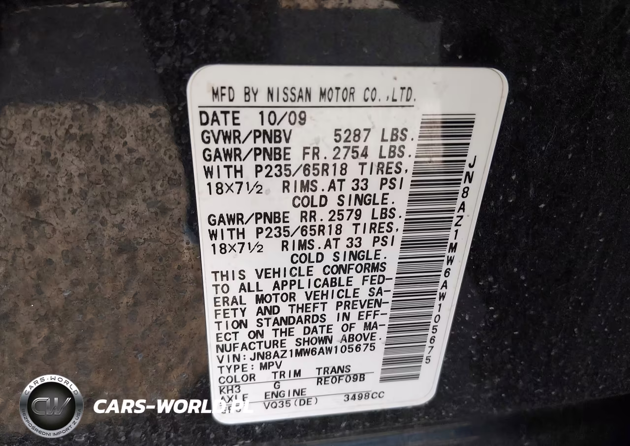 2010 Nissan Murano S VIN:JN8AZ1MW6AW105675 - 9