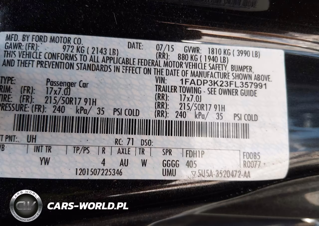 2015 Ford Focus Se VIN:1FADP3K23FL357991 - 9