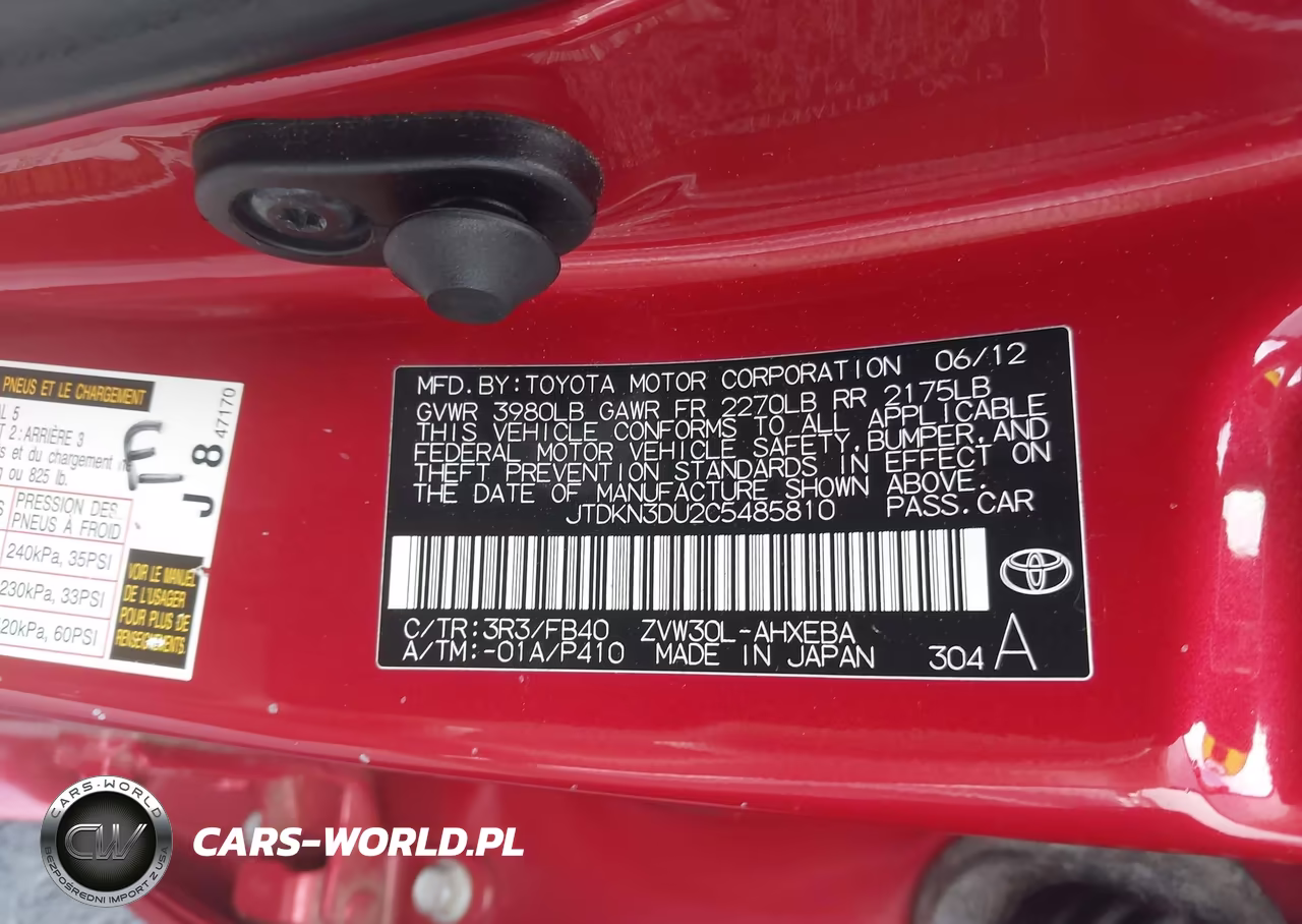 2012 Toyota Prius Two VIN:JTDKN3DU2C5485810 - 9