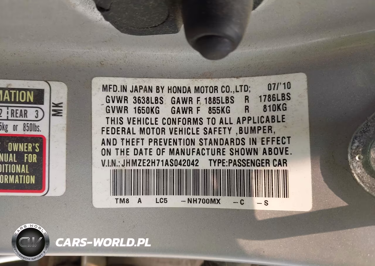 2010 Honda Insight Ex VIN:JHMZE2H71AS042042 - 9