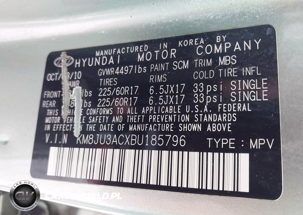 2011 Hyundai Tucson Gls VIN:KM8JU3ACXBU185796 - 9