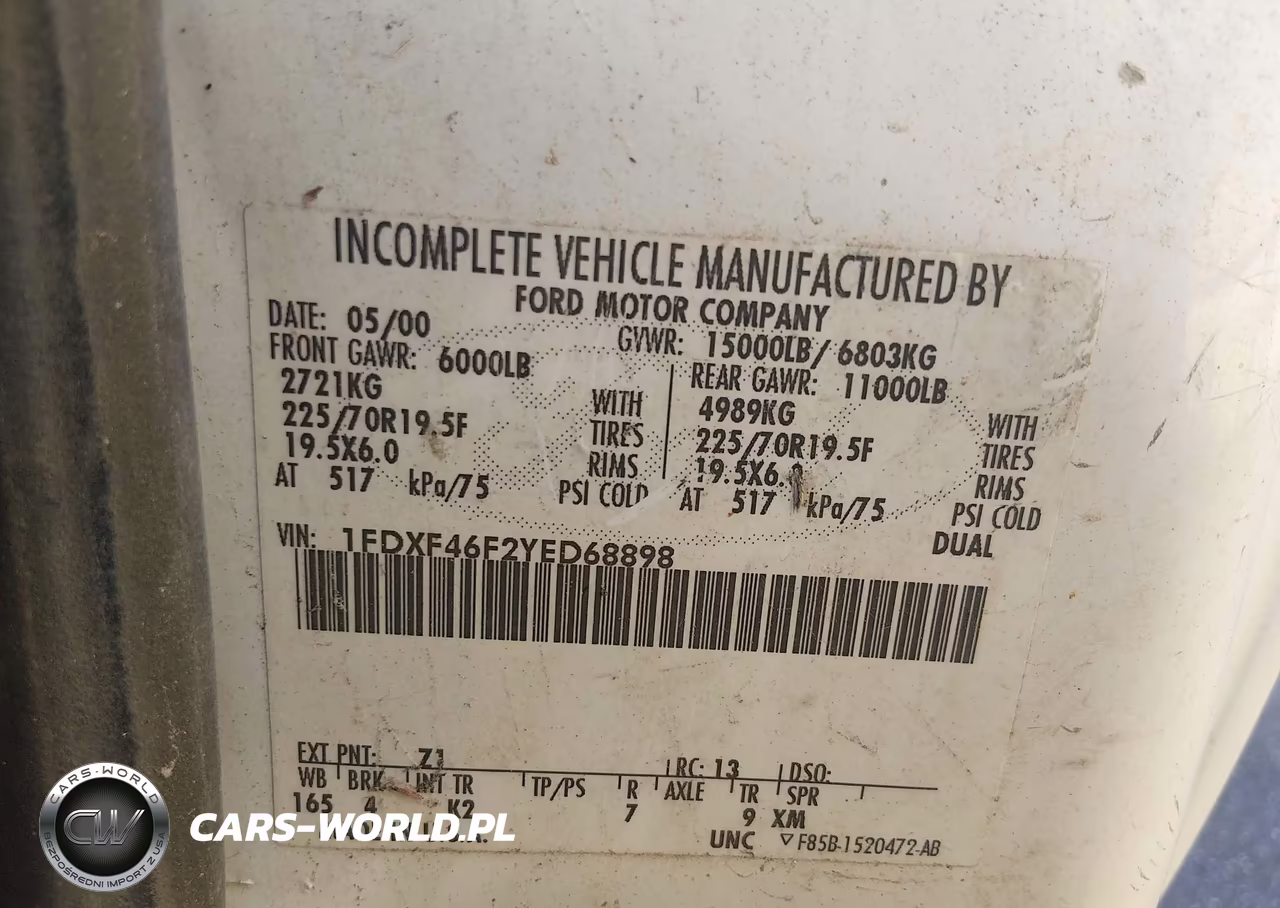 2000 Ford F-450 VIN:1FDXF46F2YED68898 - 8