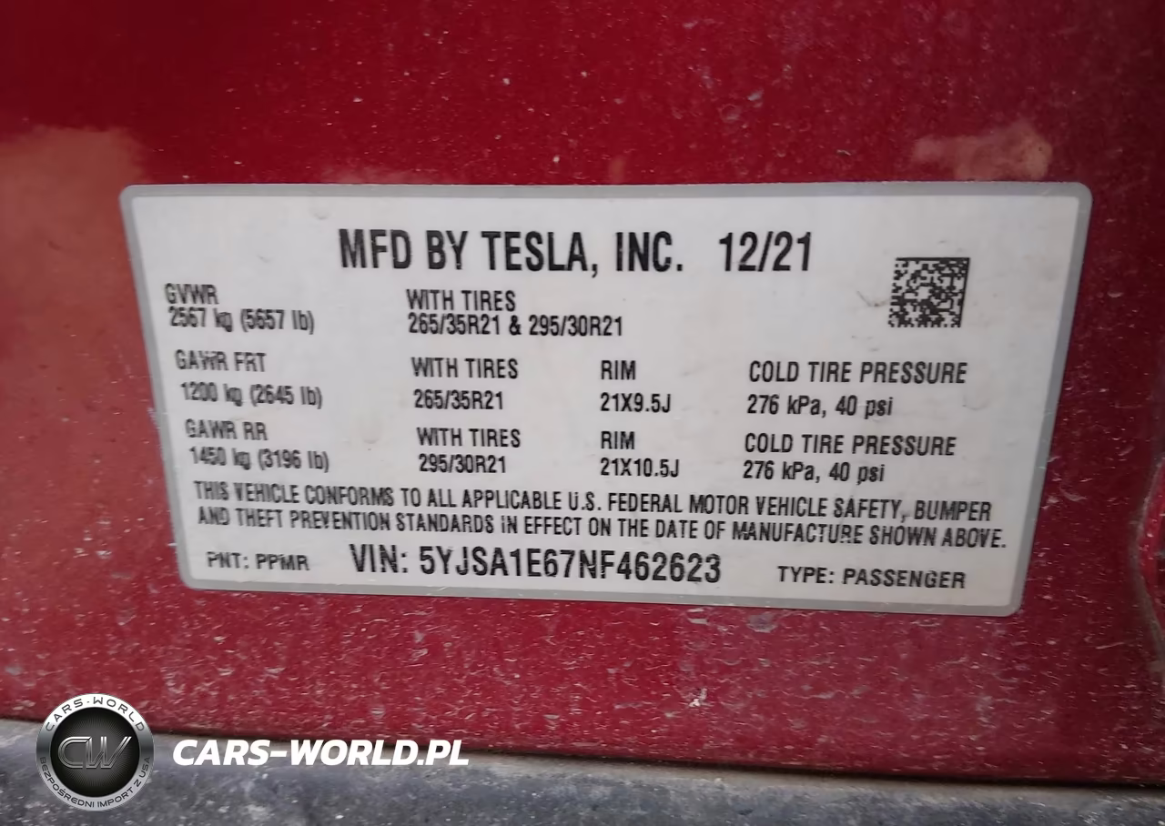 2022 Tesla Model S Plaid Tri Motor All-Wheel Drive VIN:5YJSA1E67NF462623 - 9