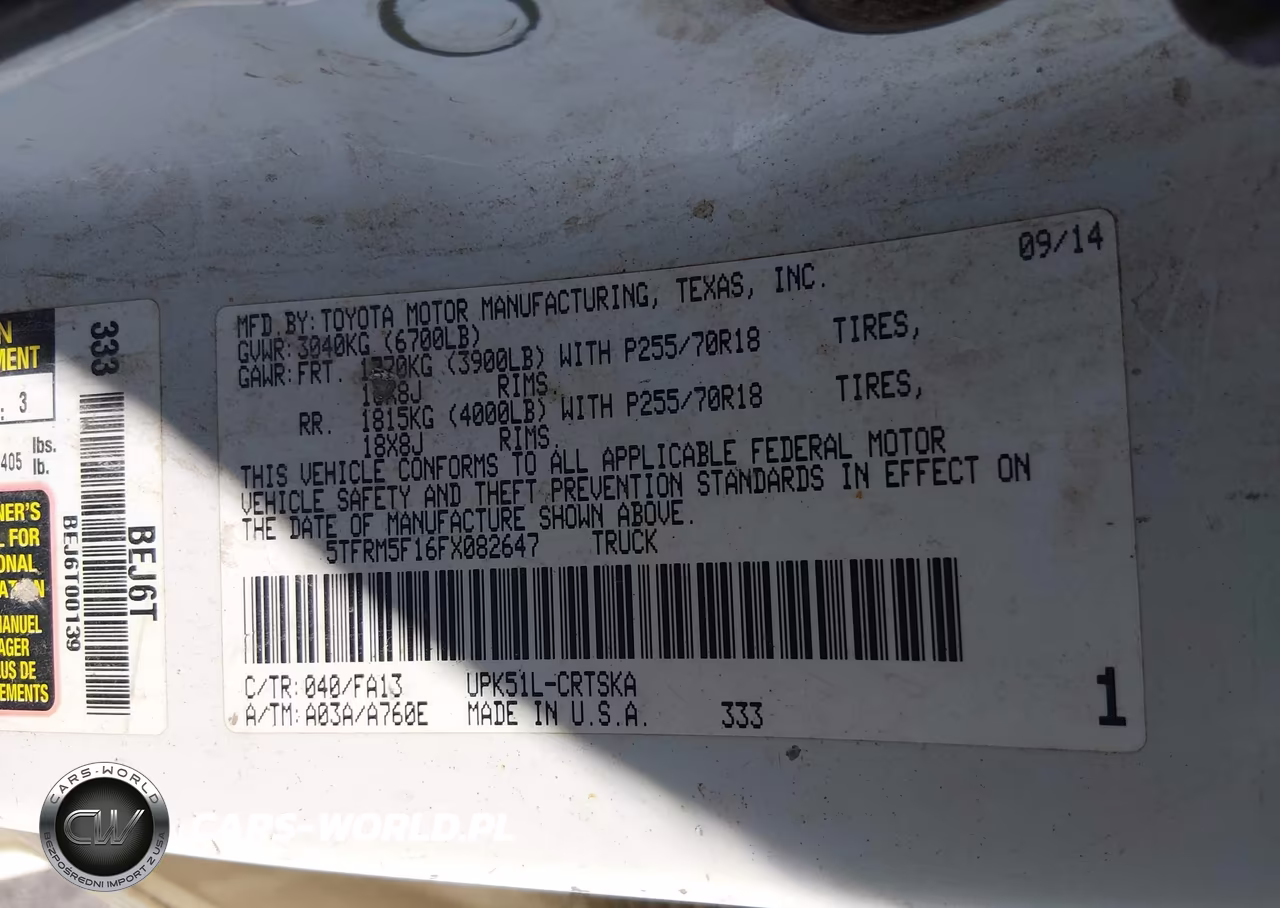 2015 Toyota Tundra Sr 4.6L V8 VIN:5TFRM5F16FX082647 - 9