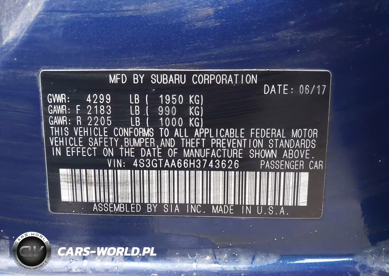 2017 Subaru Impreza 2.0I VIN:4S3GTAA66H3743626 - 9