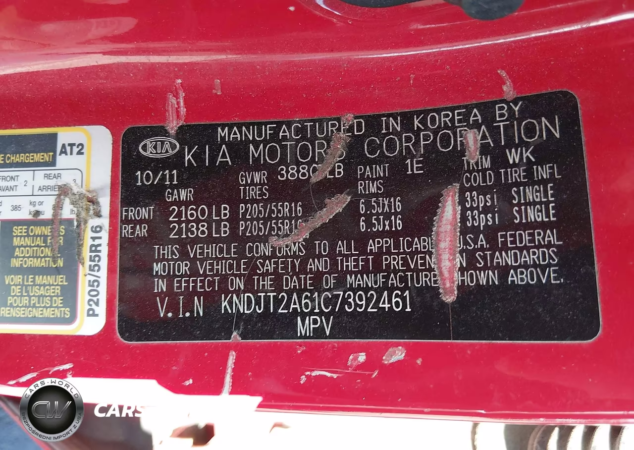 2012 Kia Soul + VIN:KNDJT2A61C7392461 - 9