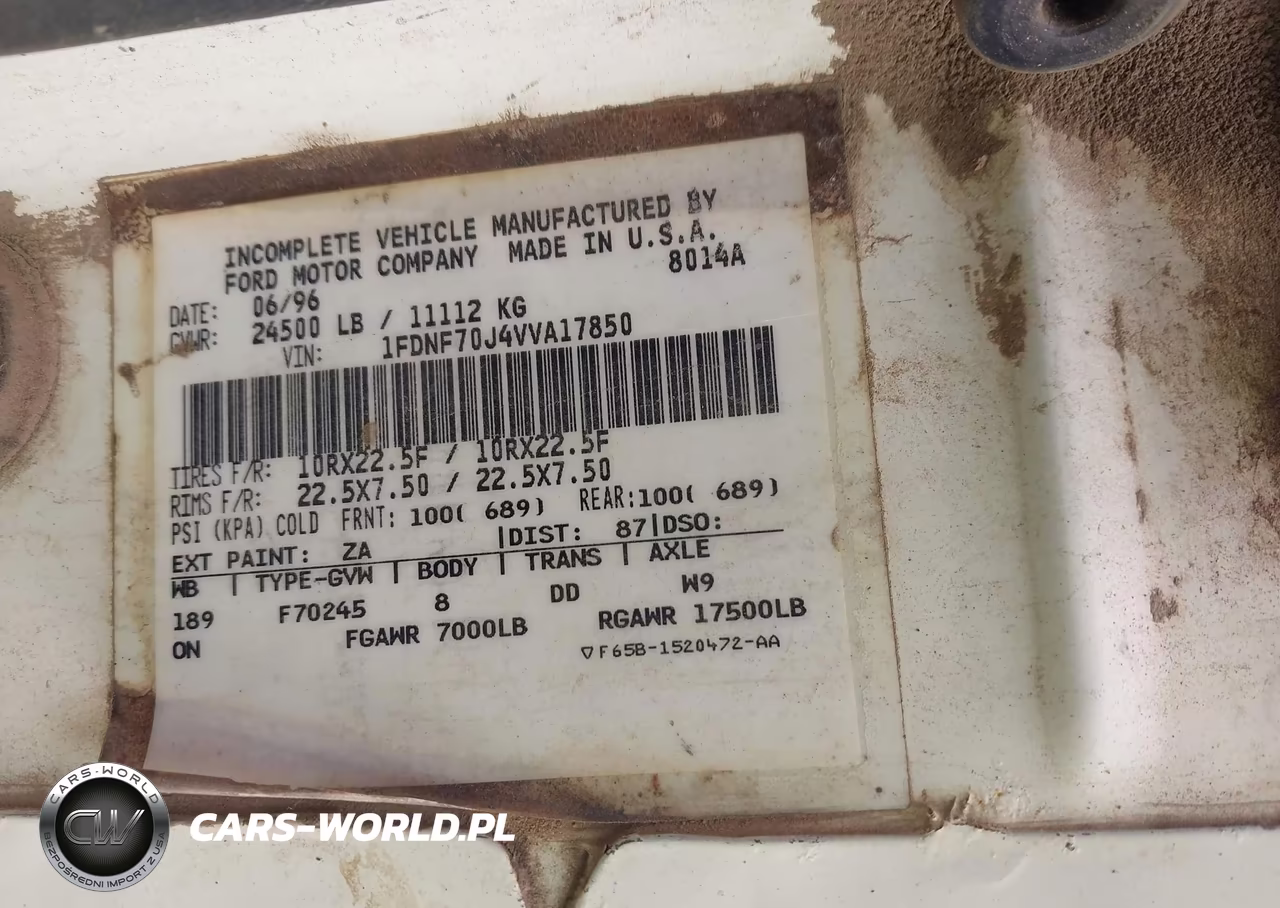 1997 Ford F700 Truck Cab And Chassis VIN:1FDNF70J4VVA17850 - 8