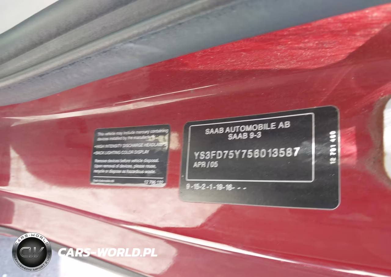 2005 Saab 9-3 Arc VIN:YS3FD75Y756013587 - 9