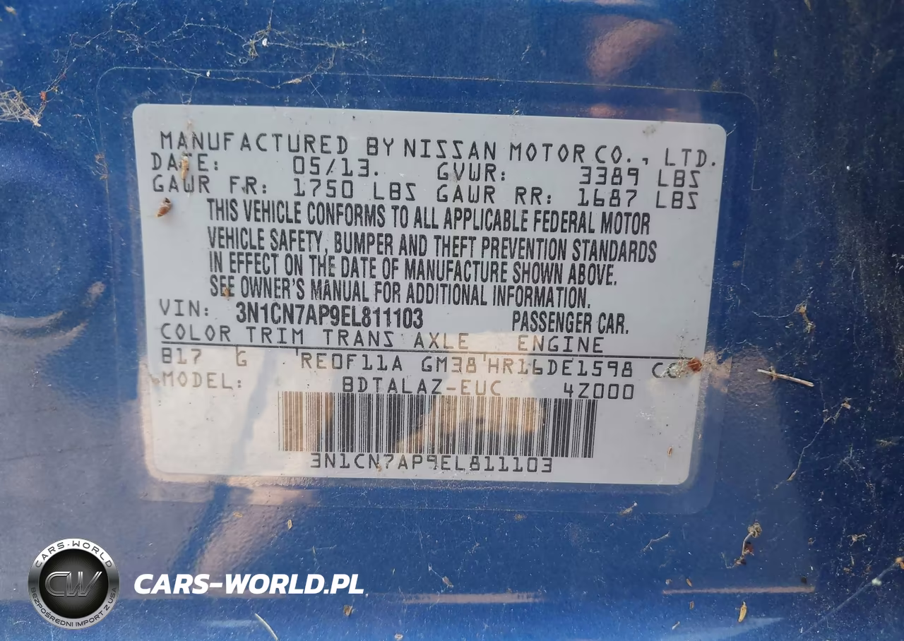 2014 Nissan Versa 1.6 S+ VIN:3N1CN7AP9EL811103 - 9