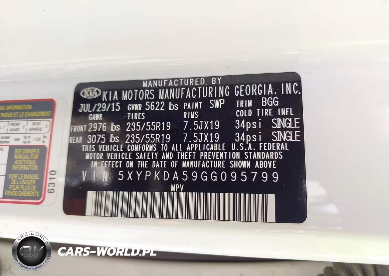 2016 Kia Sorento 3.3L Sx VIN:5XYPKDA59GG095799 - 9