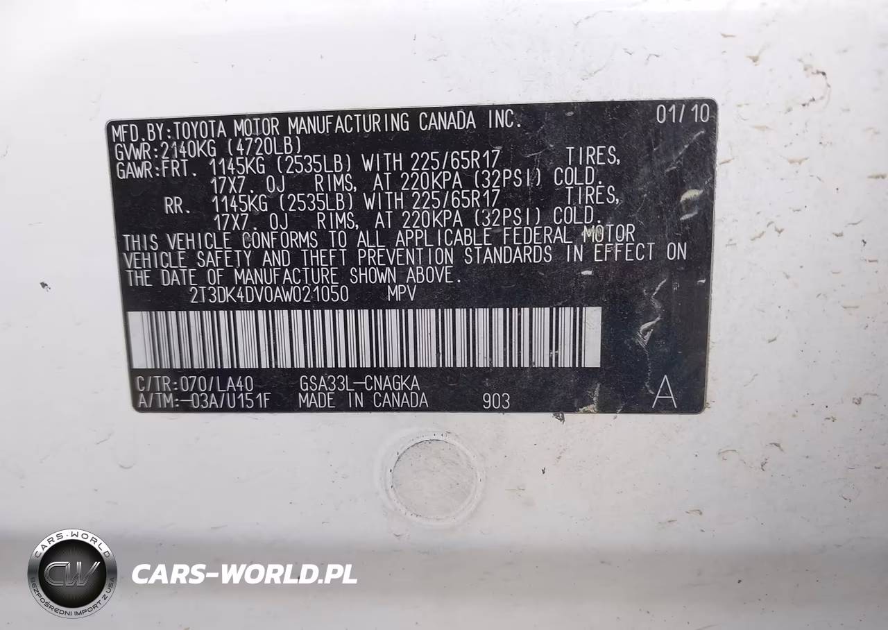 2010 Toyota Rav4 Limited V6 VIN:2T3DK4DV0AW021050 - 9