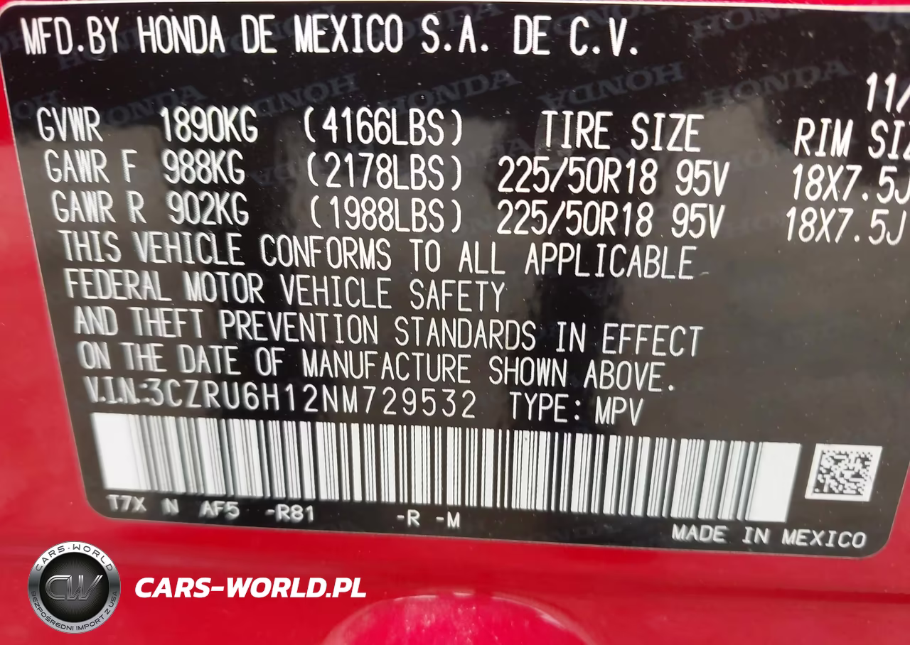 2022 Honda Hr-V Awd Sport VIN:3CZRU6H12NM729532 - 9