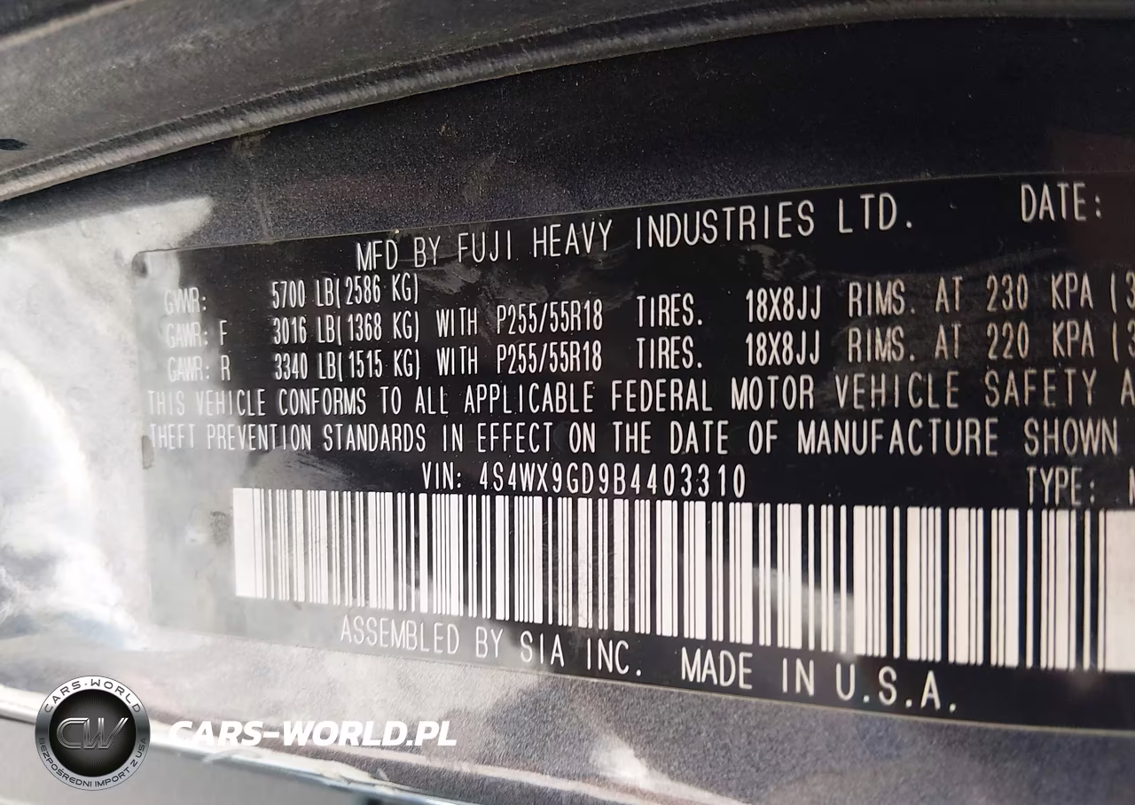 2011 Subaru Tribeca 3.6R Limited VIN:4S4WX9GD9B4403310 - 9
