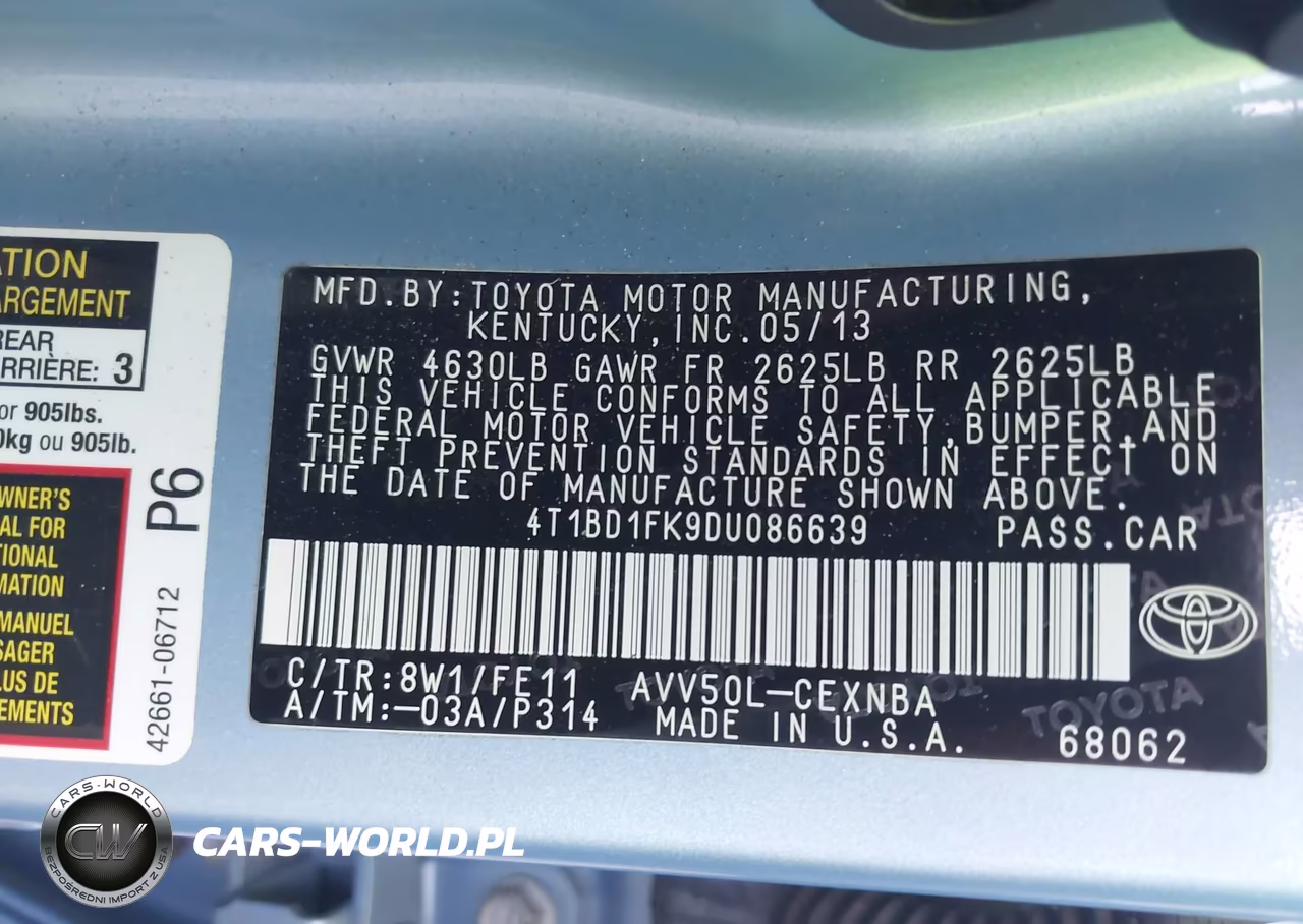 2013 Toyota Camry Hybrid Le VIN:4T1BD1FK9DU086639 - 9