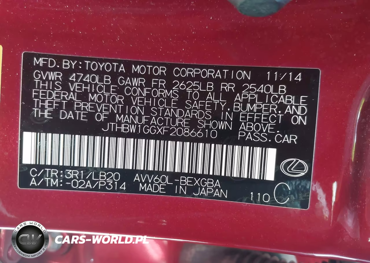 2015 Lexus Es 300H VIN:JTHBW1GGXF2086610 - 9