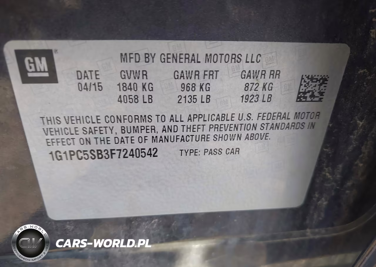 2015 Chevrolet Cruze 1Lt Auto VIN:1G1PC5SB3F7240542 - 9
