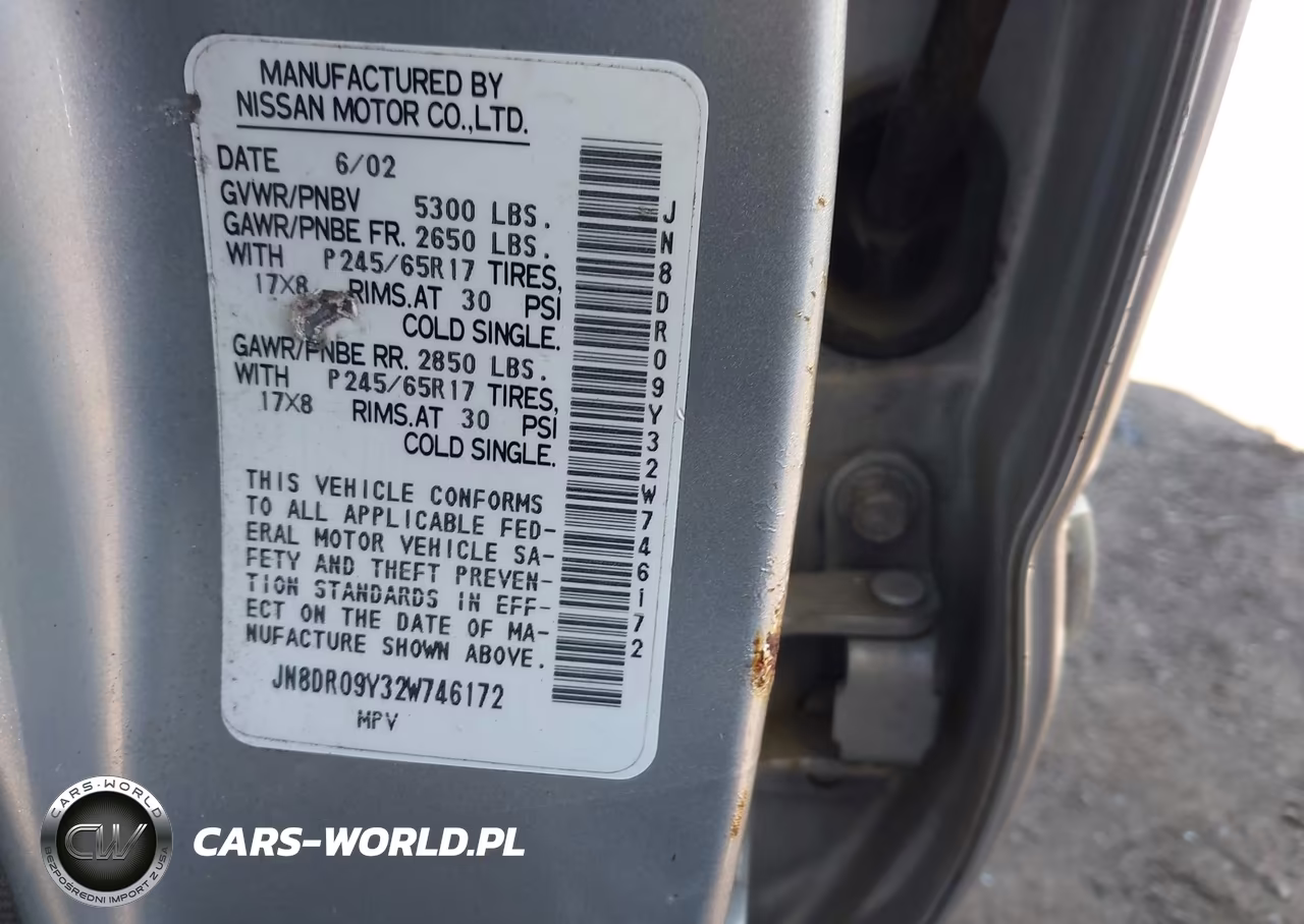 2002 Nissan Pathfinder Le VIN:JN8DR09Y32W746172 - 9