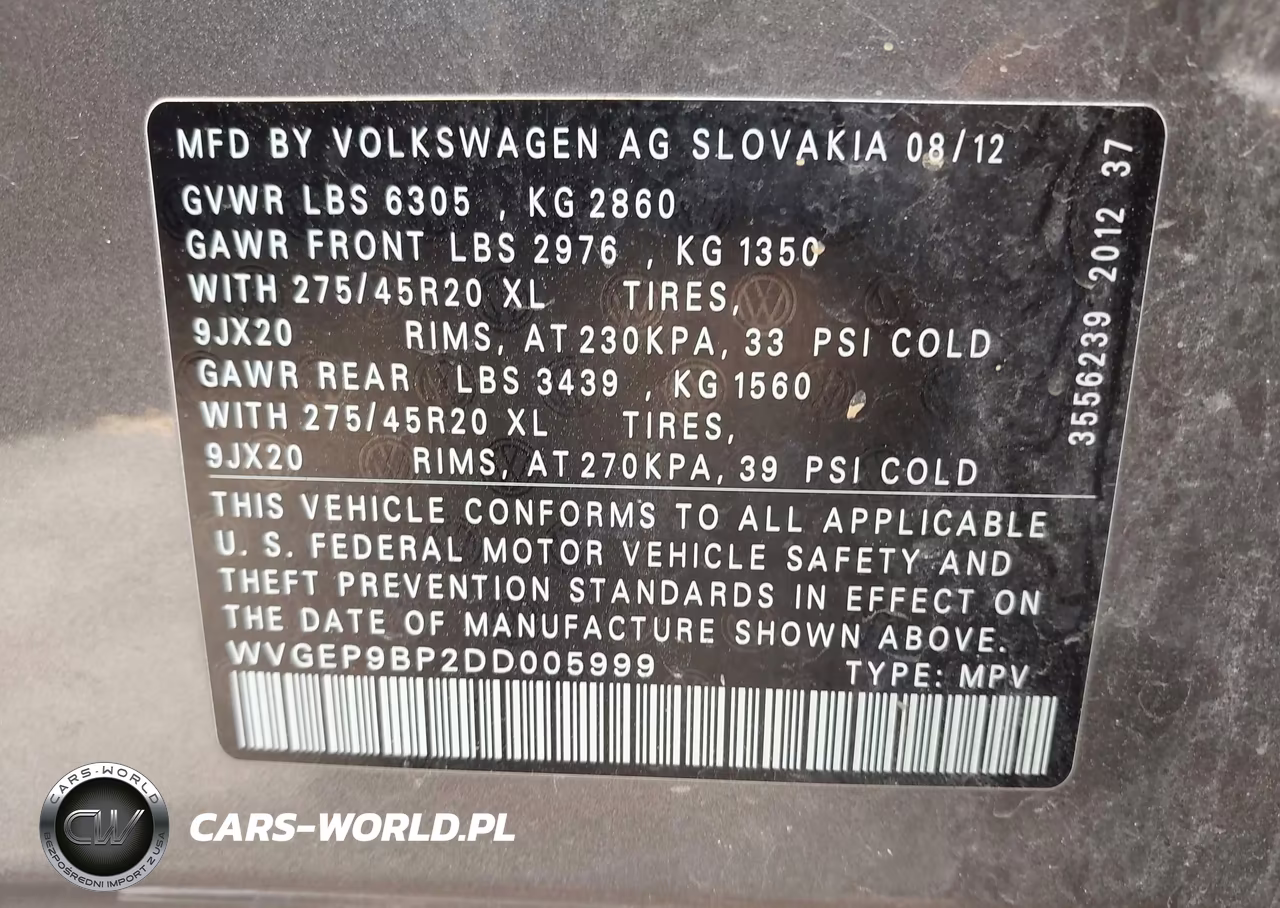 2013 Volkswagen Touareg Tdi Executive VIN:WVGEP9BP2DD005999 - 9