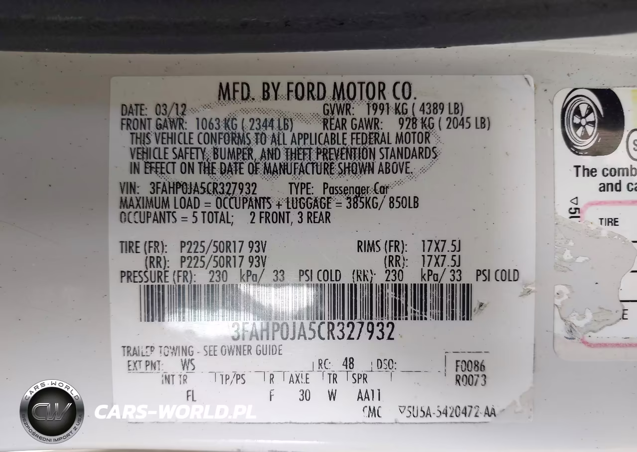2012 Ford Fusion Sel VIN:3FAHP0JA5CR327932 - 9