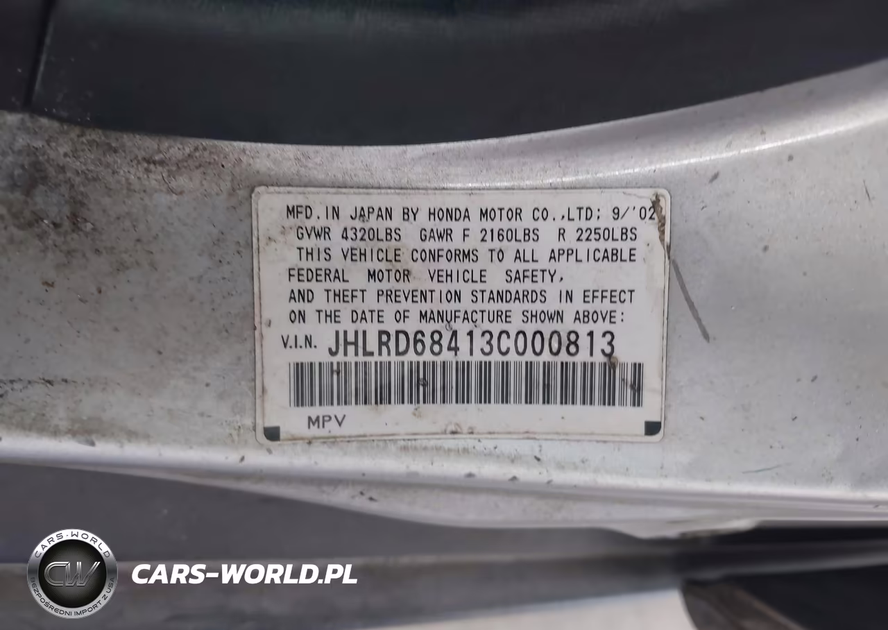 2003 Honda Cr-V Lx VIN:JHLRD68413C000813 - 9