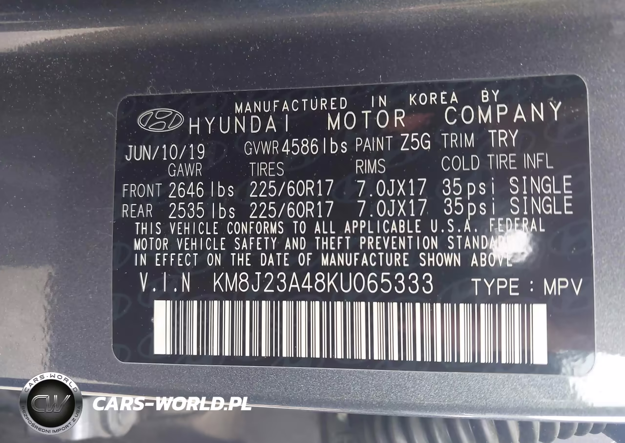 2019 Hyundai Tucson Se VIN:KM8J23A48KU065333 - 9