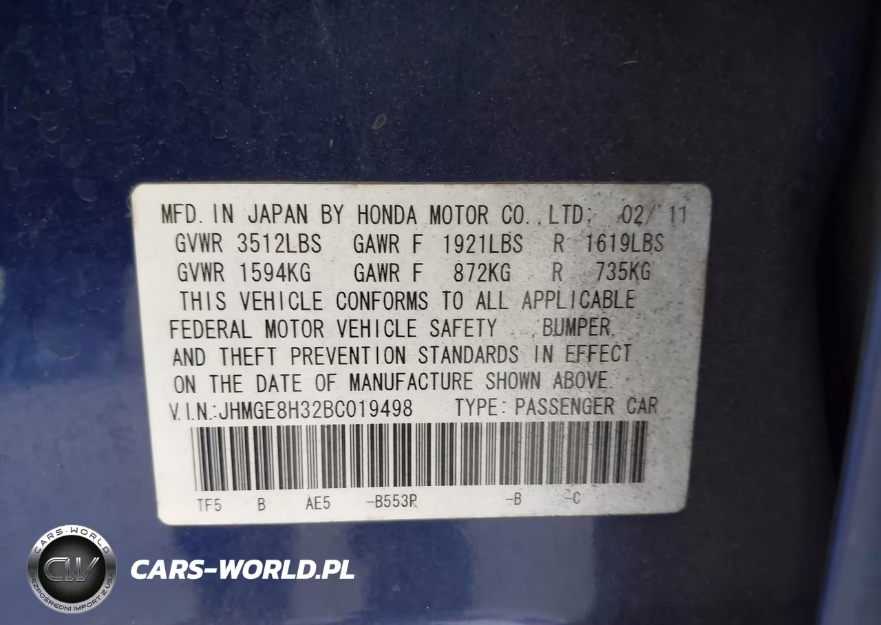 2011 Honda Fit VIN:JHMGE8H32BC019498 - 9