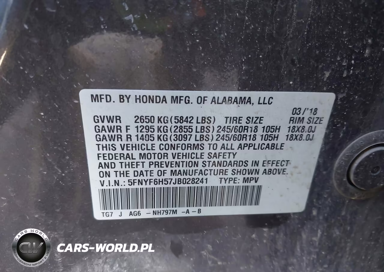 2018 Honda Pilot Ex-L VIN:5FNYF6H57JB028241 - 9