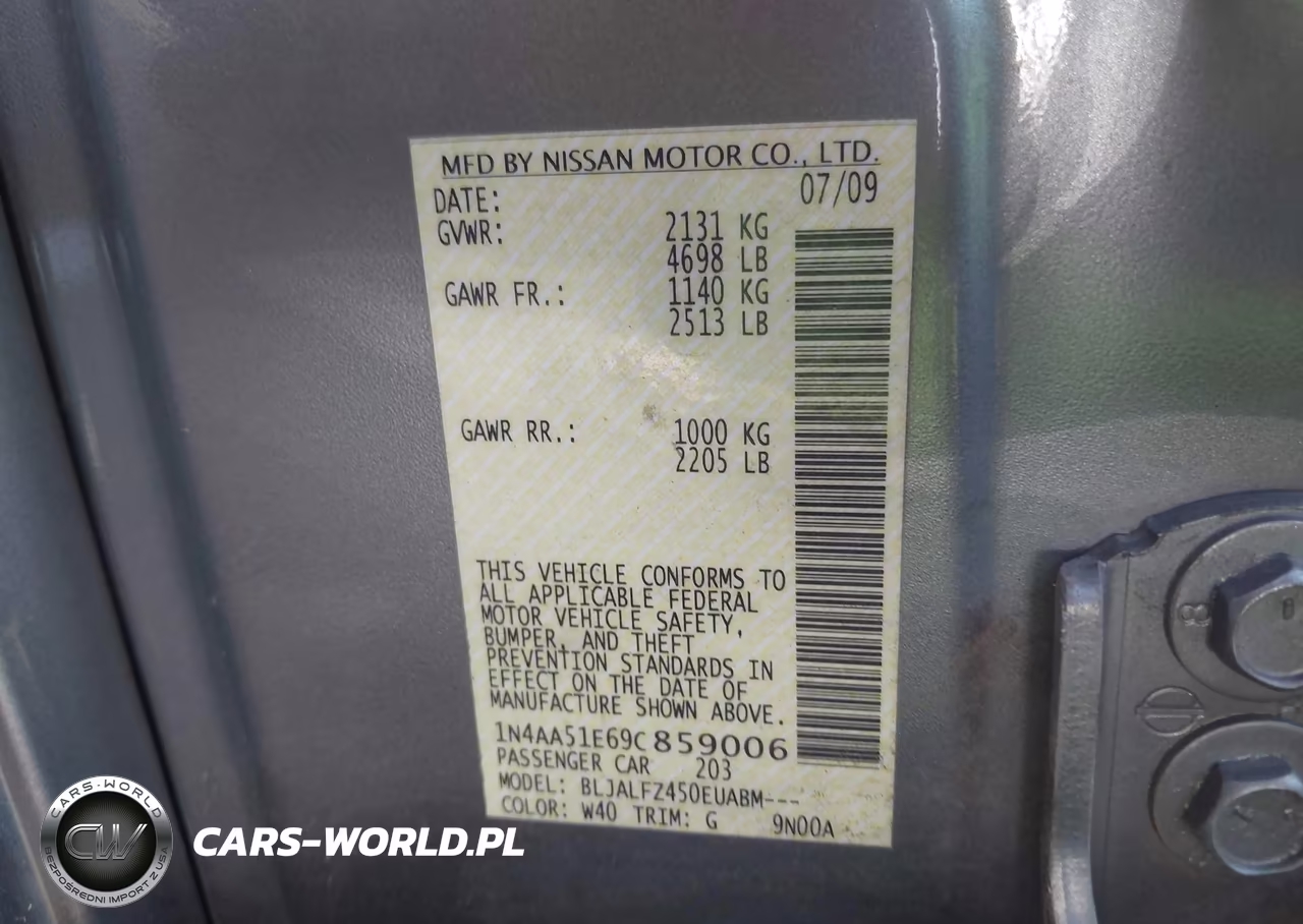 2009 Nissan Maxima 3.5 Sv VIN:1N4AA51E69C859006 - 9