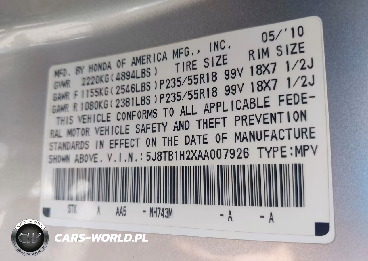2010 Acura Rdx VIN:5J8TB1H2XAA007926 - 9