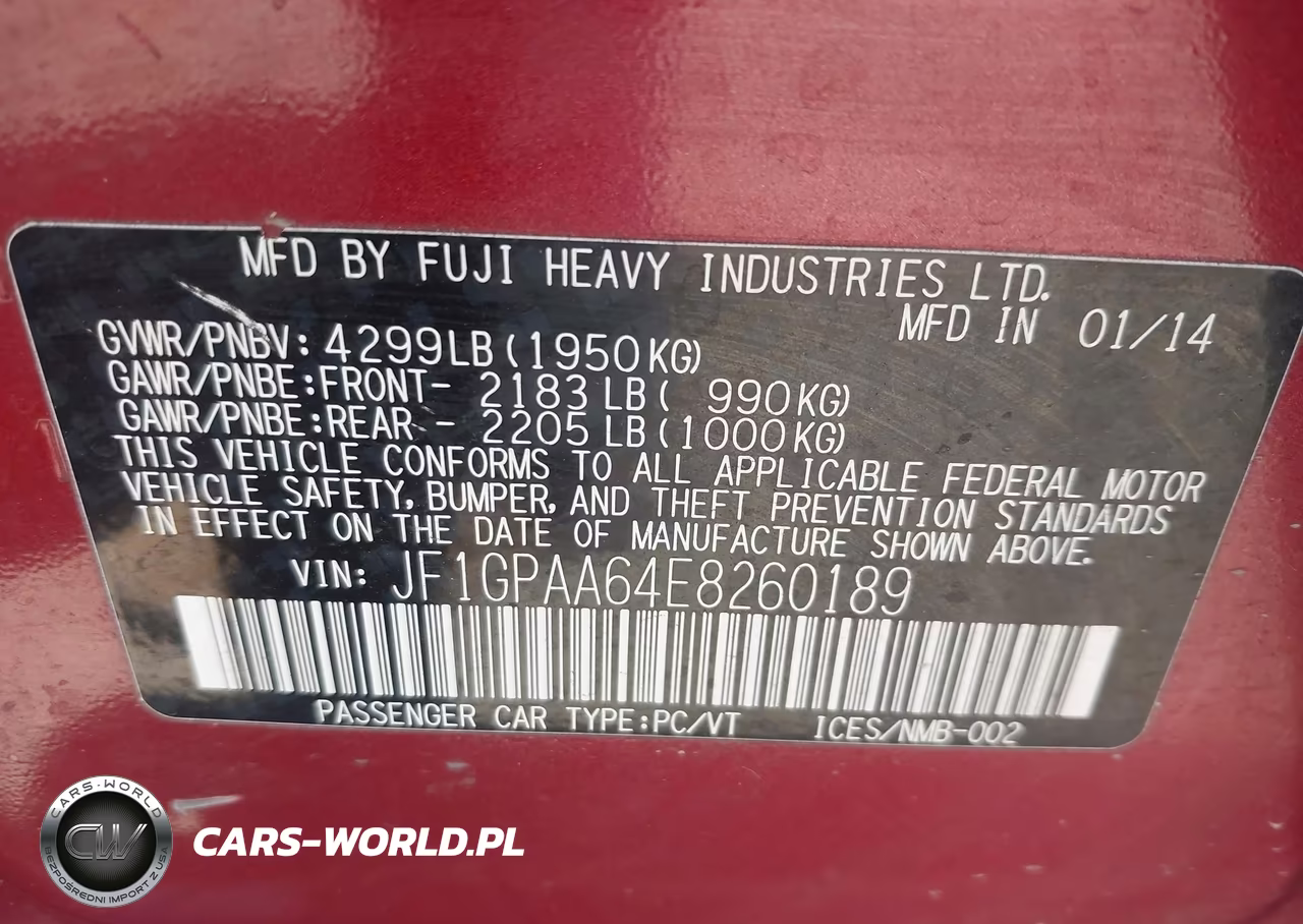 2014 Subaru Impreza 2.0I VIN:JF1GPAA64E8260189 - 9